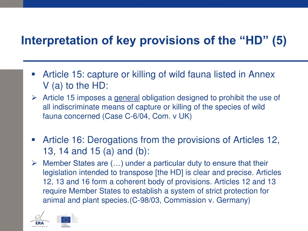 interpretation of key provisions of the hd 5