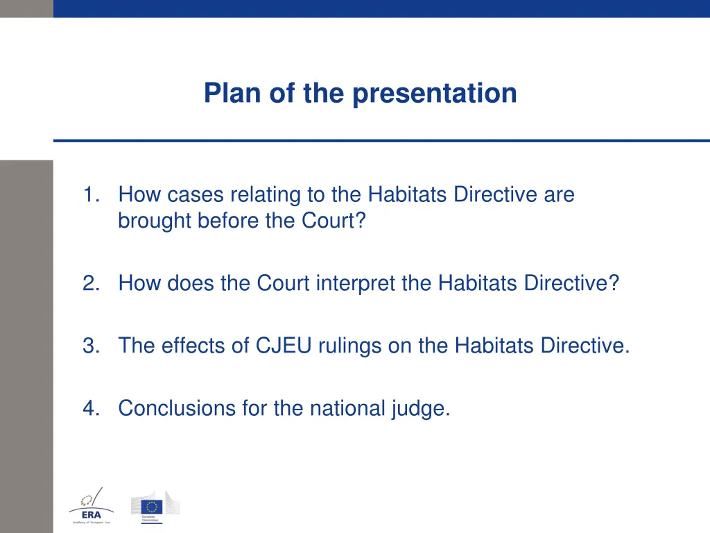 plan of the presentation