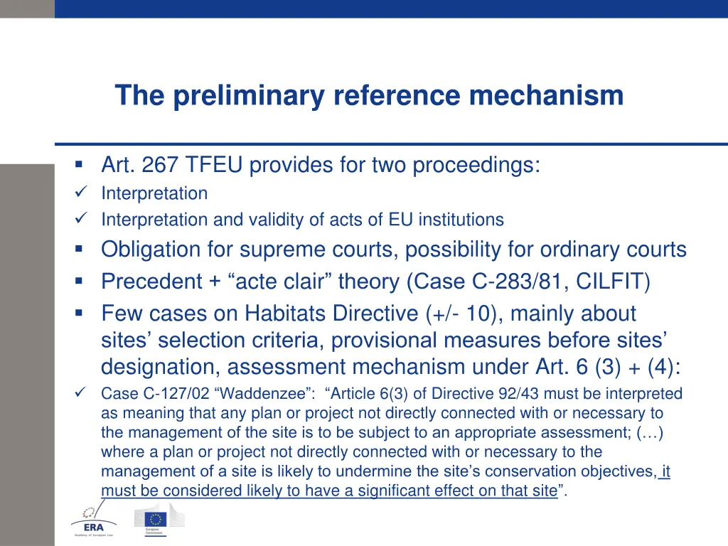 the preliminary reference mechanism