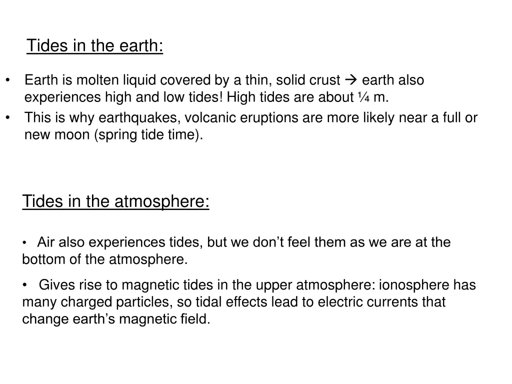 tides in the earth