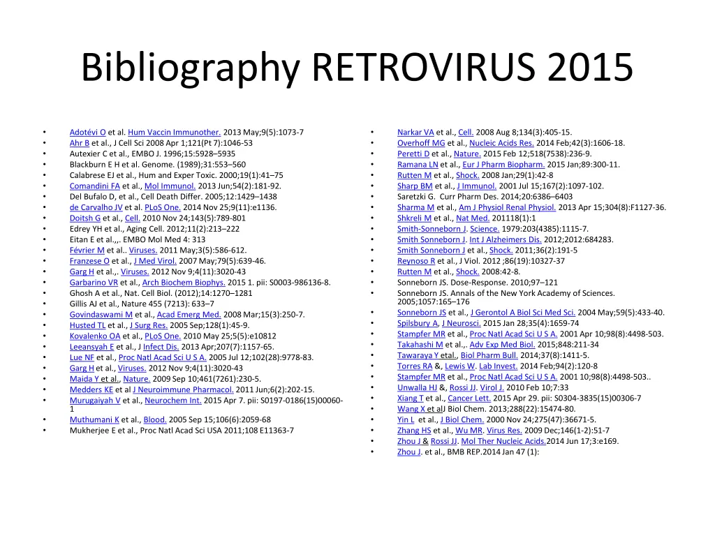 bibliography retrovirus 2015