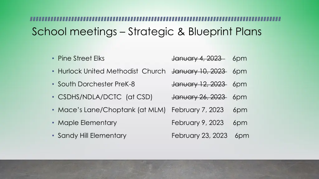 school meetings strategic blueprint plans