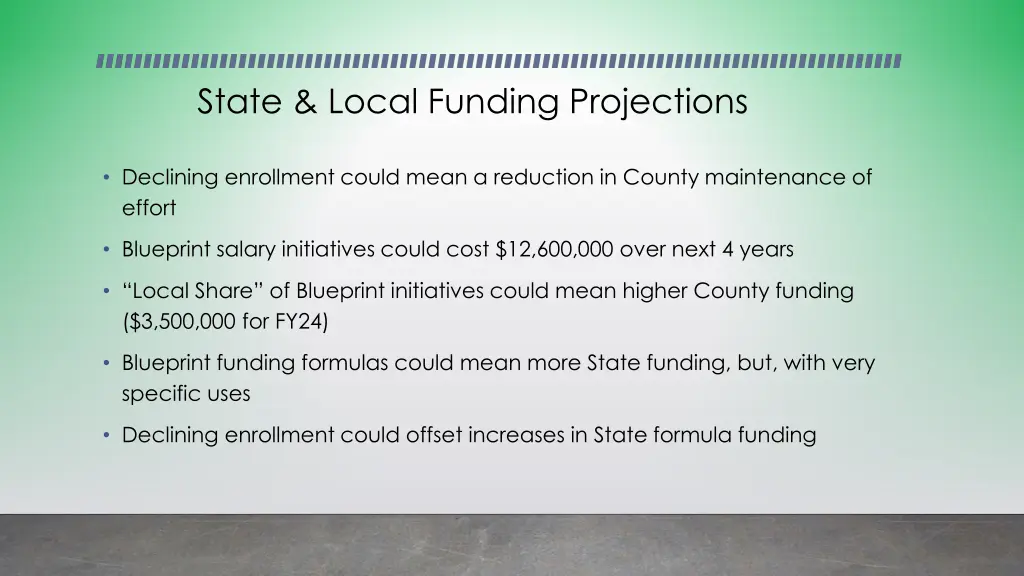 state local funding projections