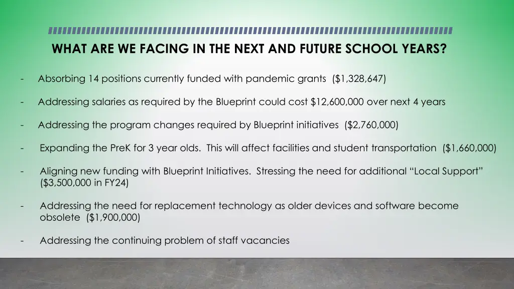 what are we facing in the next and future school