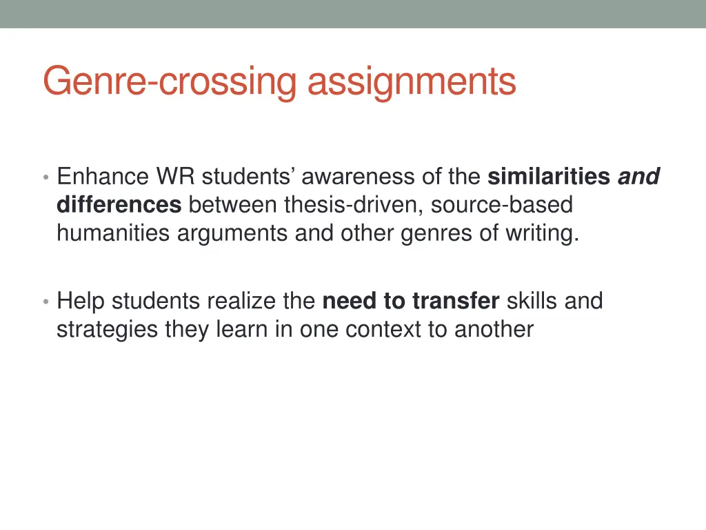 genre crossing assignments