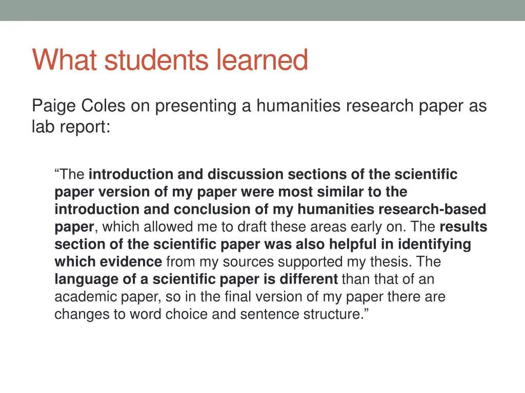 what students learned 2