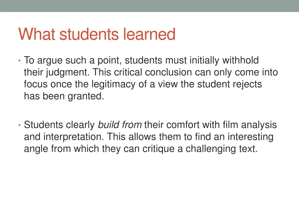 what students learned
