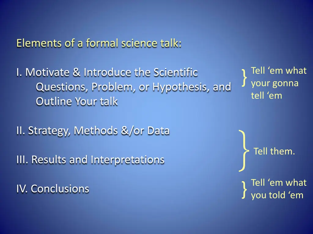 elements of a formal science talk
