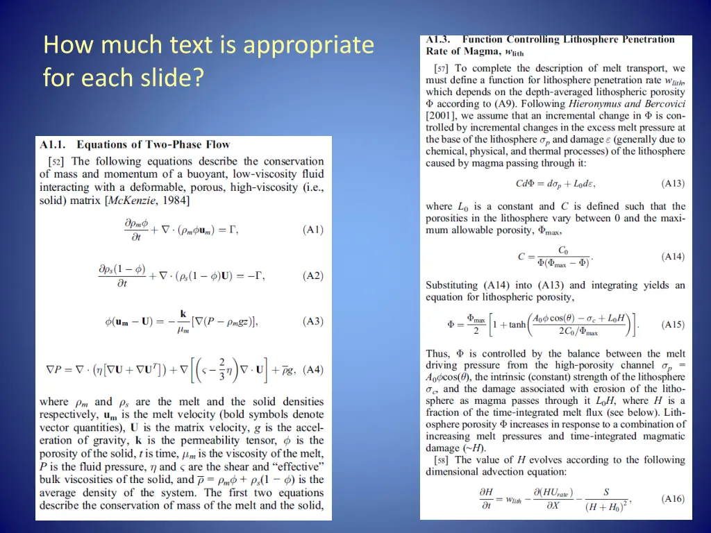 how much text is appropriate for each slide