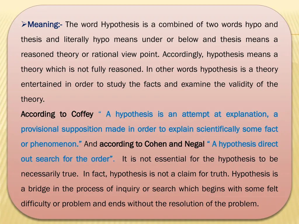 meaning meaning the word hypothesis is a combined