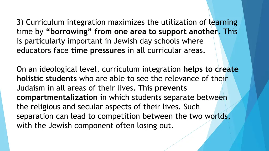 3 curriculum integration maximizes