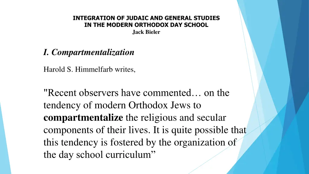 integration of judaic and general studies