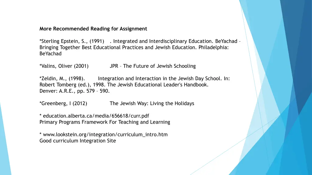 more recommended reading for assignment