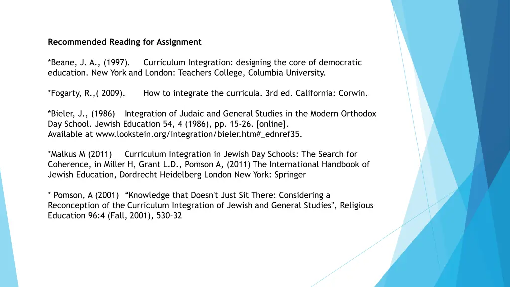 recommended reading for assignment