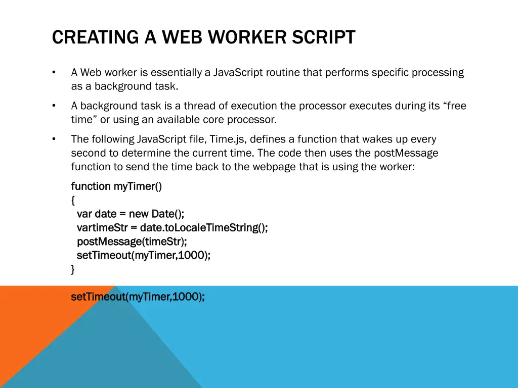 creating a web worker script