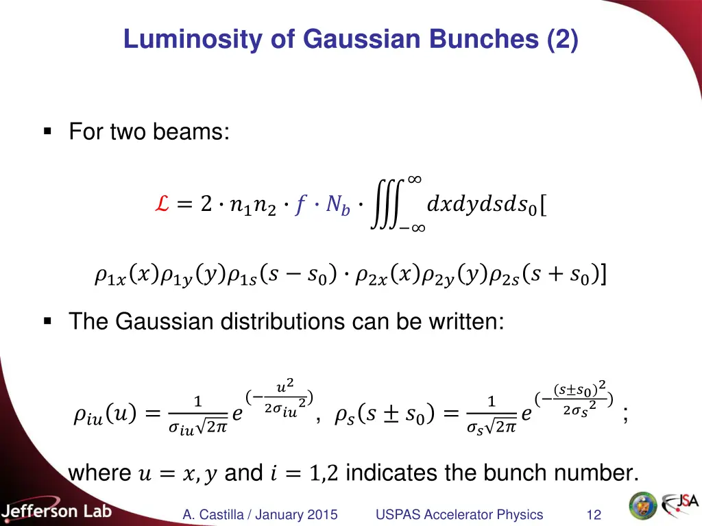 luminosity of gaussian bunches 2