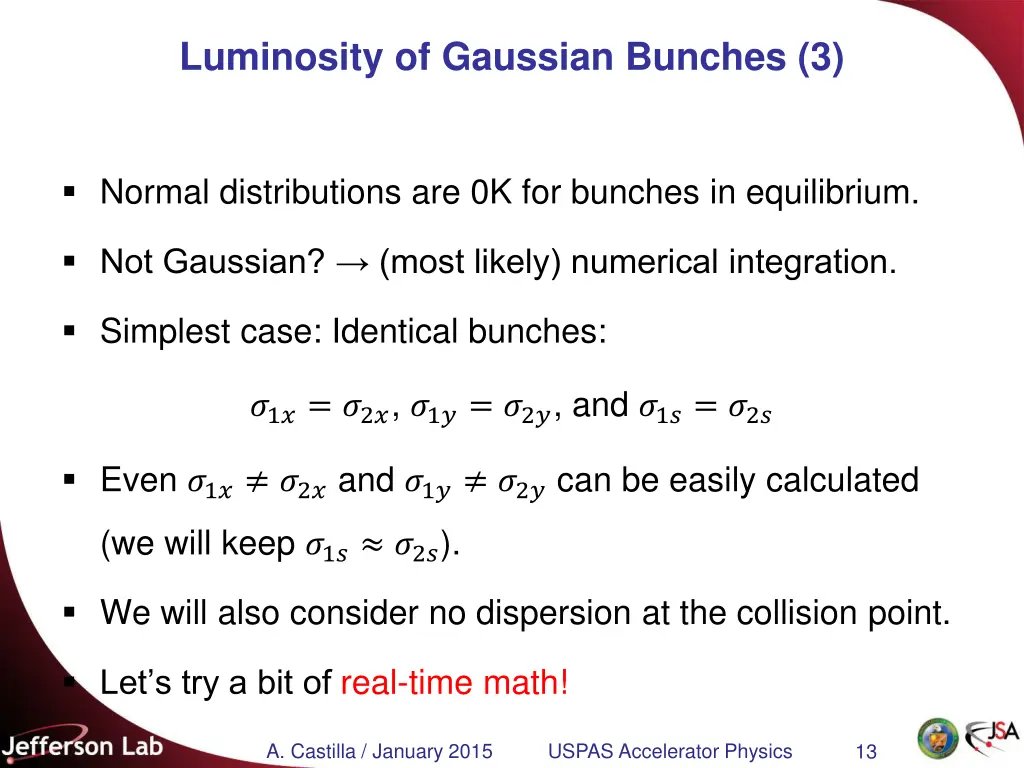 luminosity of gaussian bunches 3