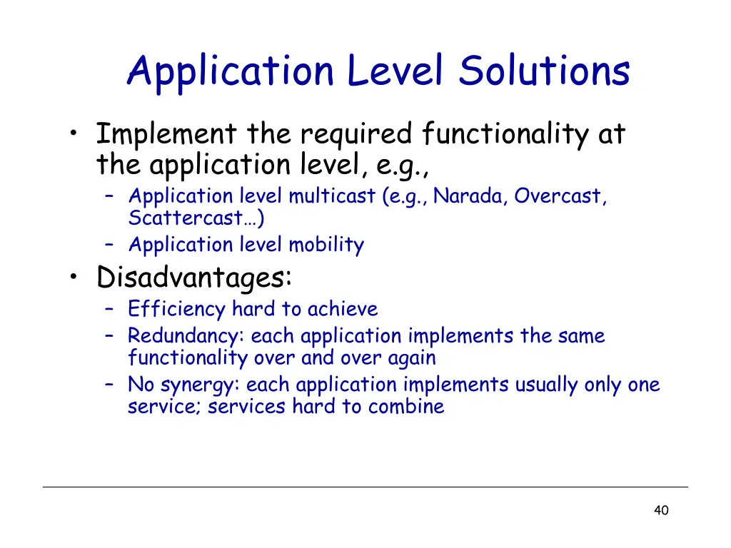 application level solutions