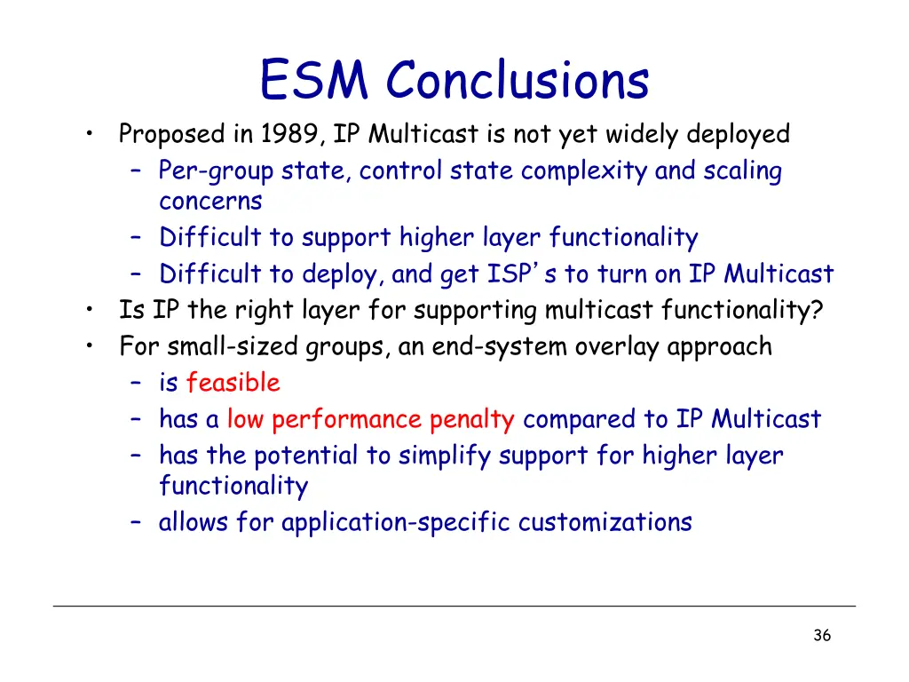 esm conclusions proposed in 1989 ip multicast
