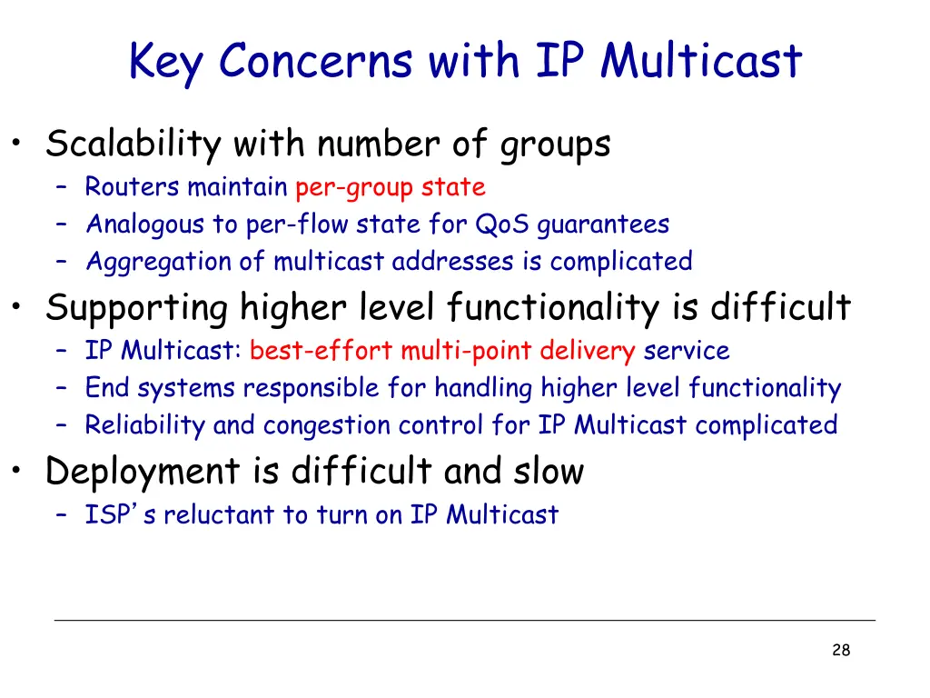 key concerns with ip multicast
