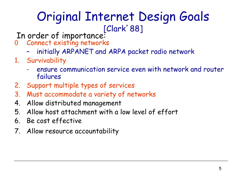 original internet design goals clark 88 in order