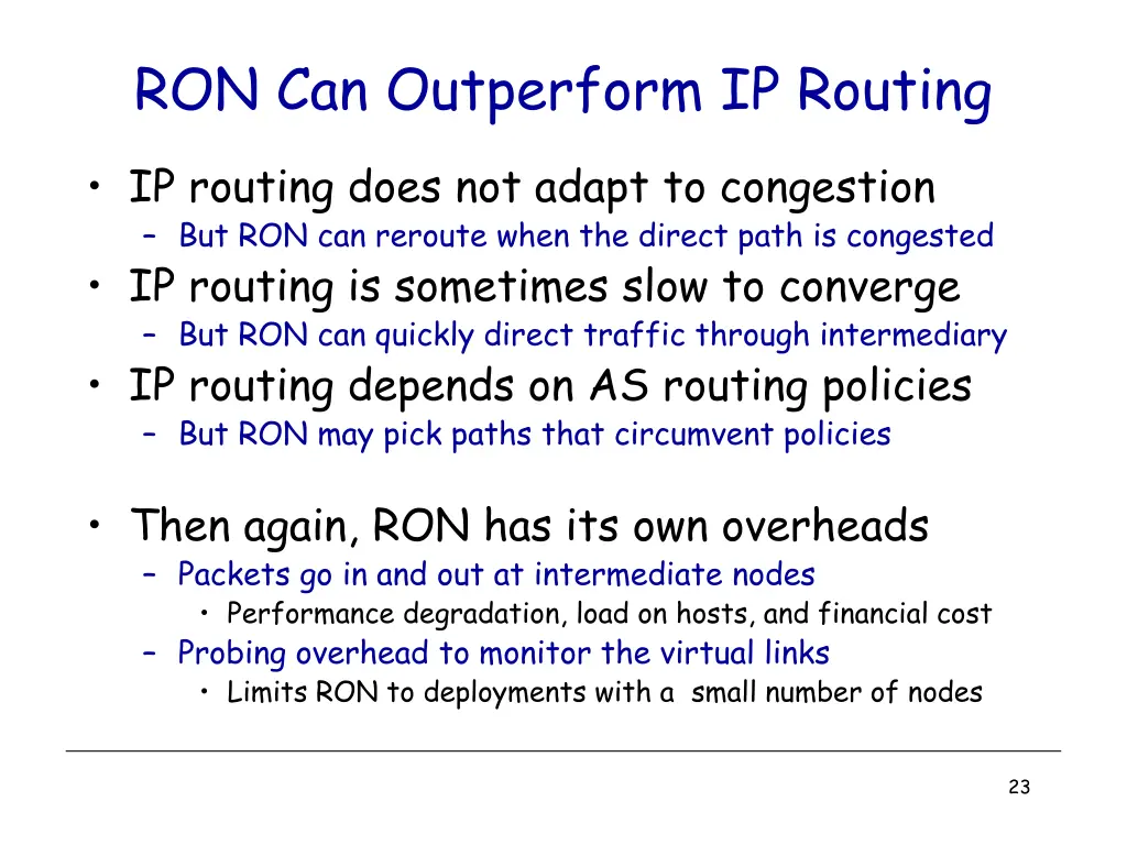 ron can outperform ip routing