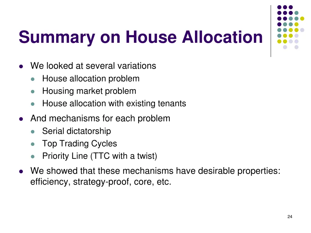 summary on house allocation