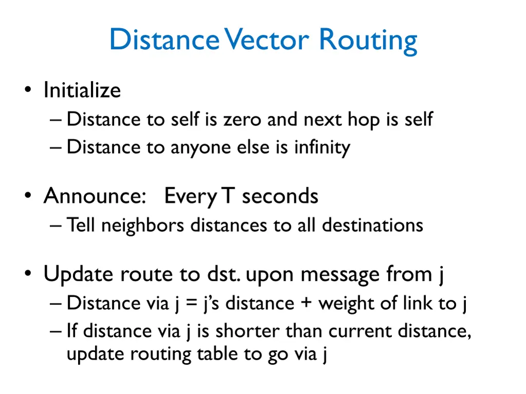 distance vector routing