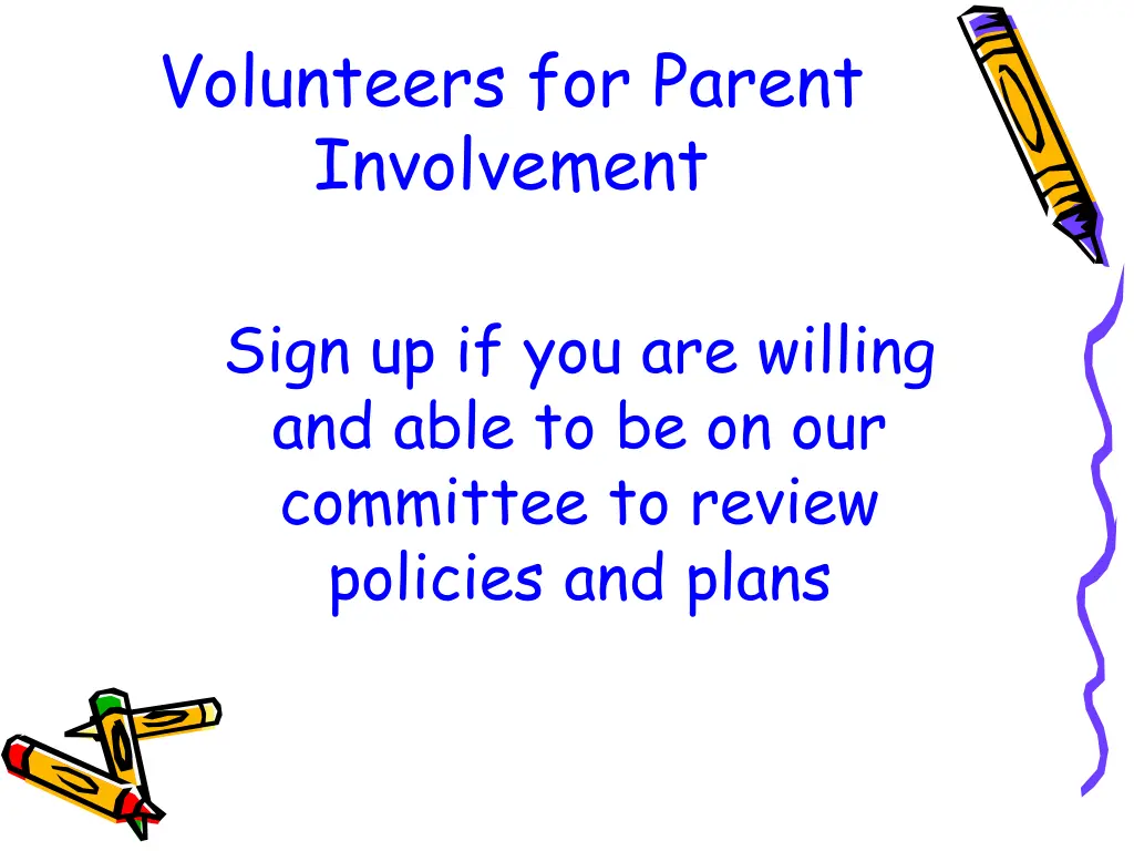 volunteers for parent involvement
