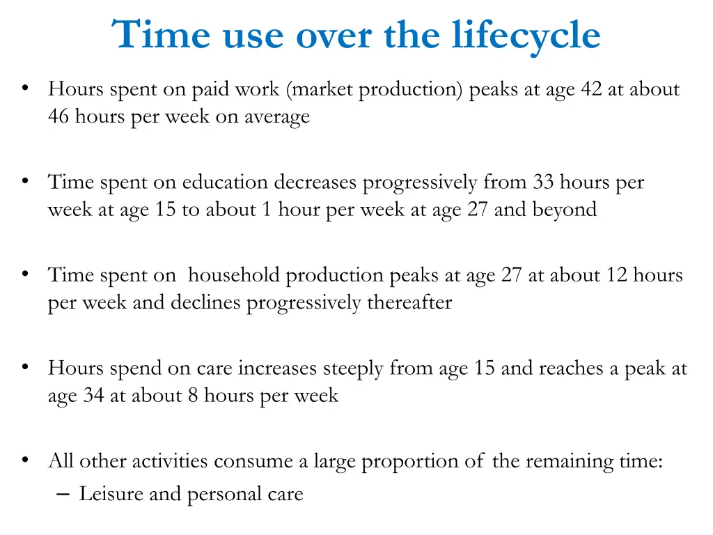 time use over the lifecycle