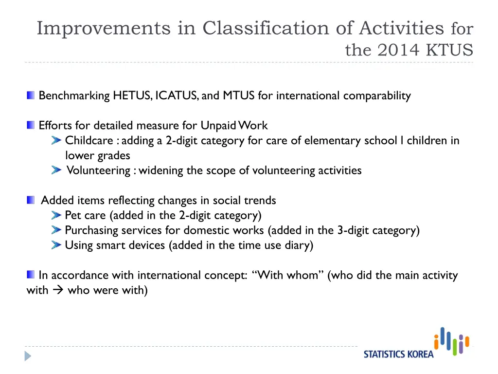 improvements in classification of activities for 2