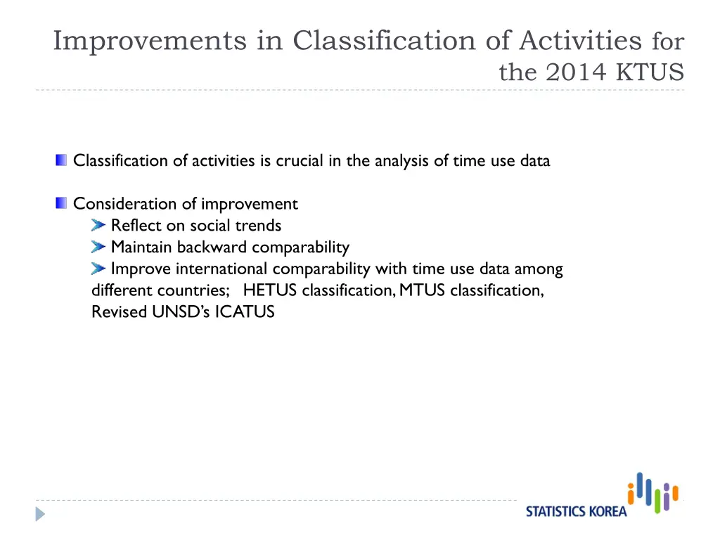 improvements in classification of activities for