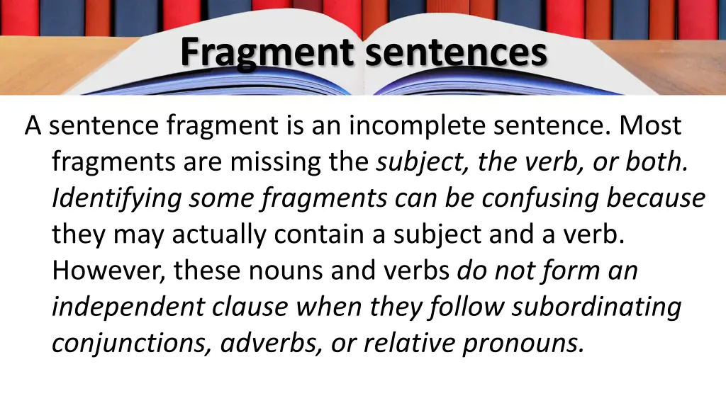 fragment sentences