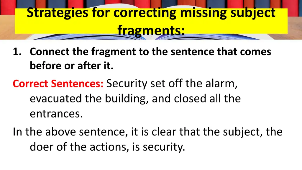 strategies for correcting missing subject