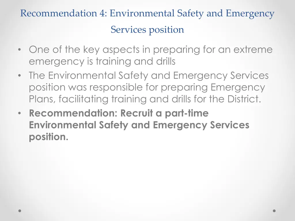 recommendation 4 environmental safety