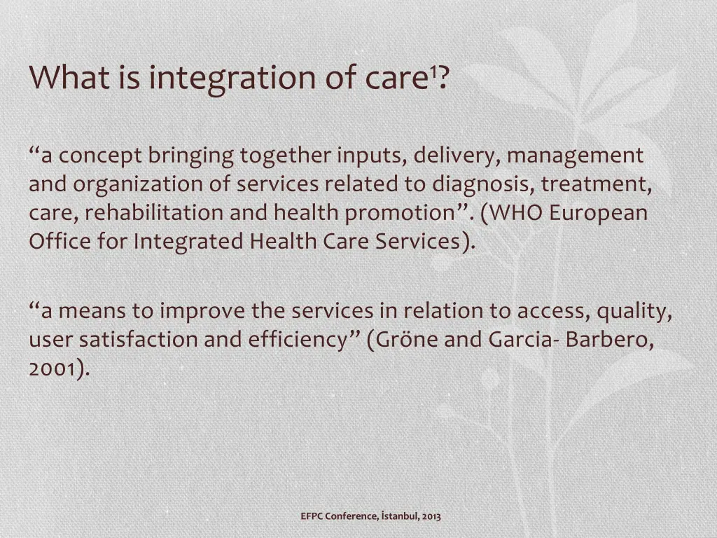 what is integration of care 1 1