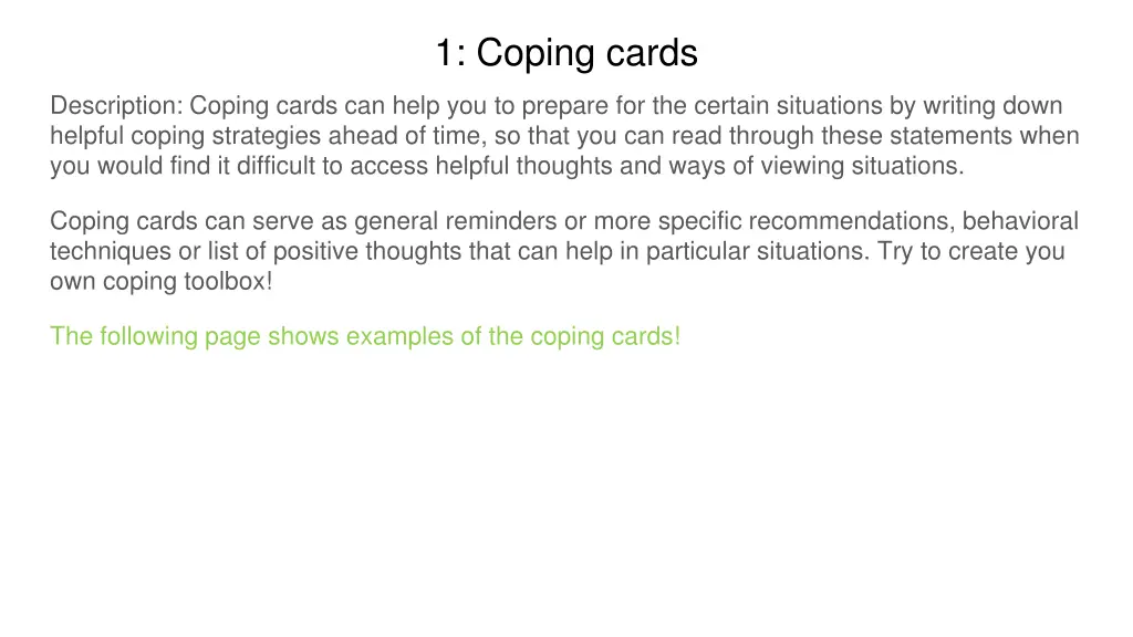 1 coping cards
