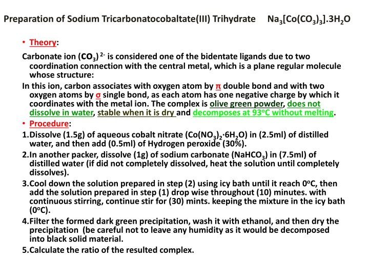 preparation of sodium tricarbonatocobaltate