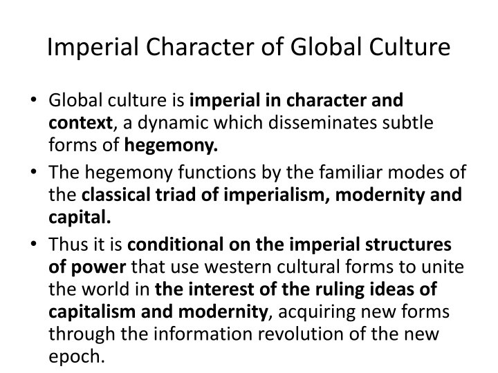 imperial character of global culture