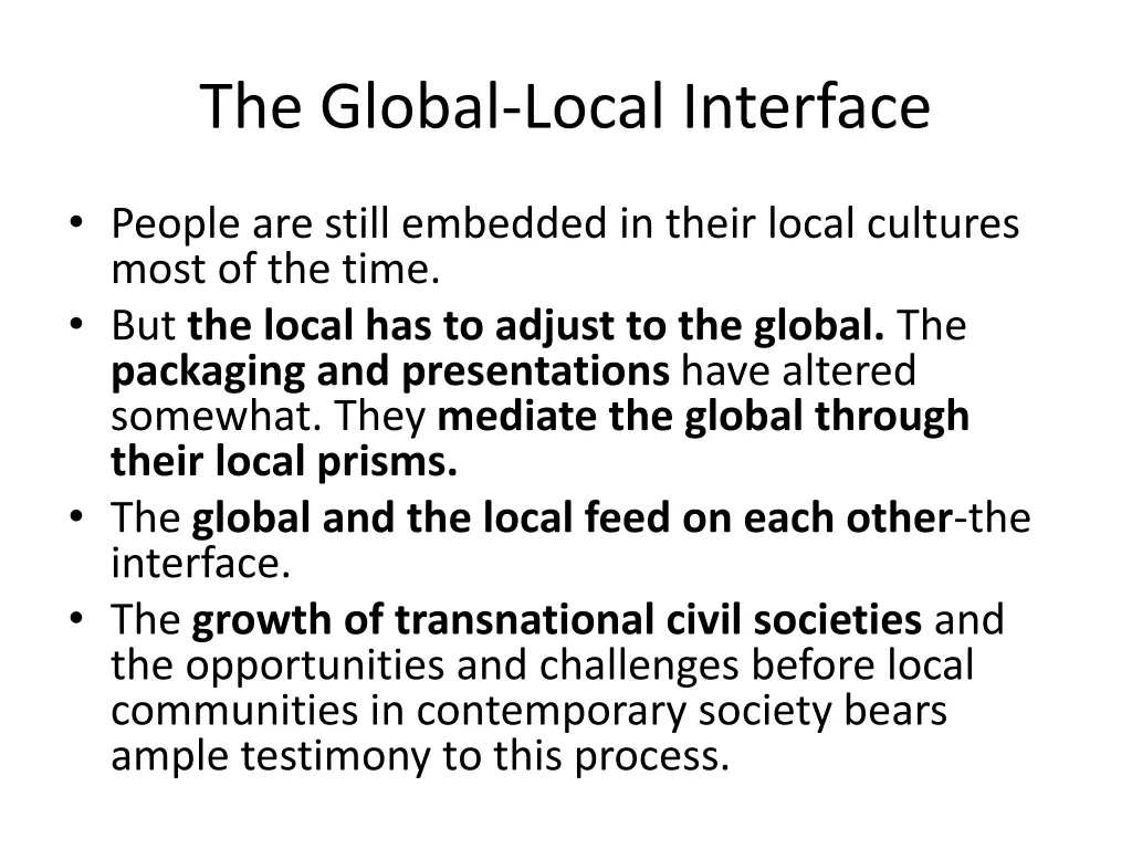 the global local interface