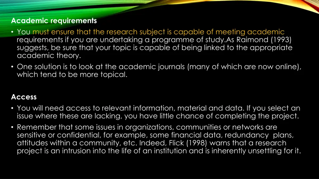 academic requirements you must ensure that