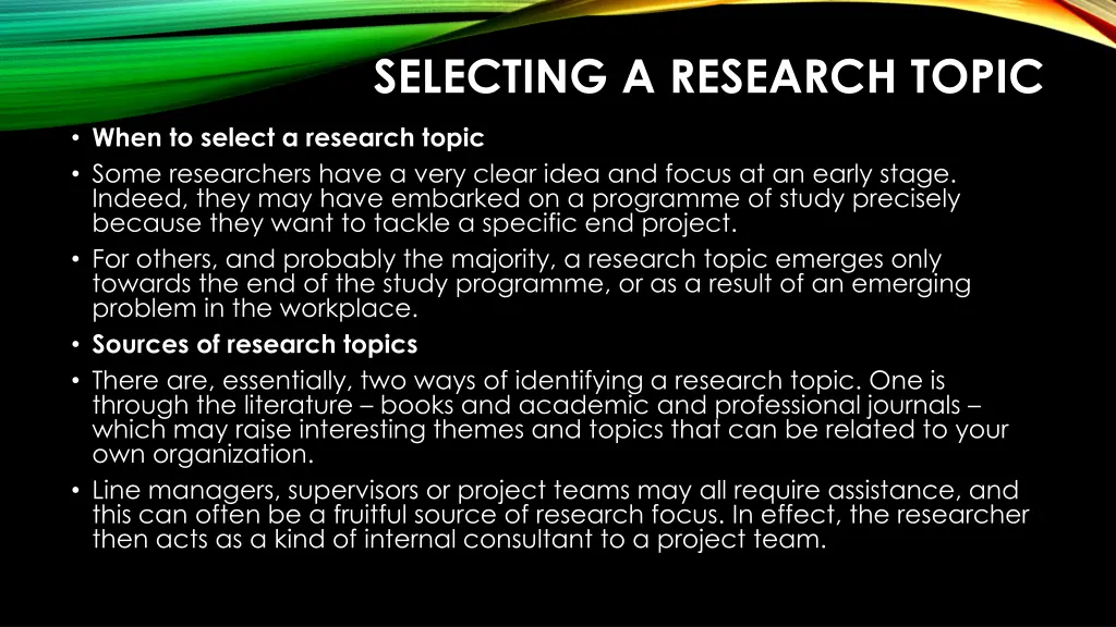selecting a research topic
