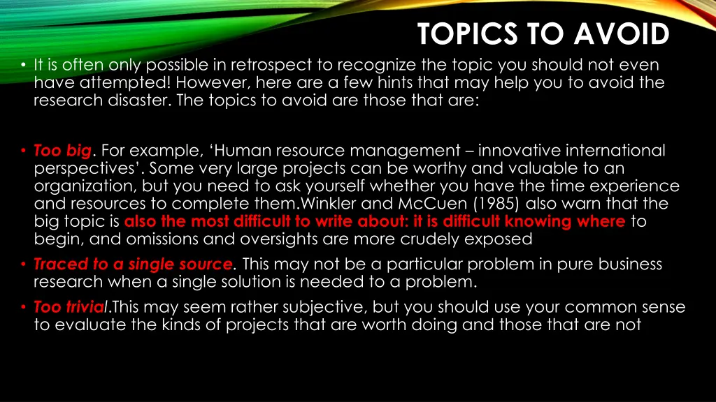 topics to avoid