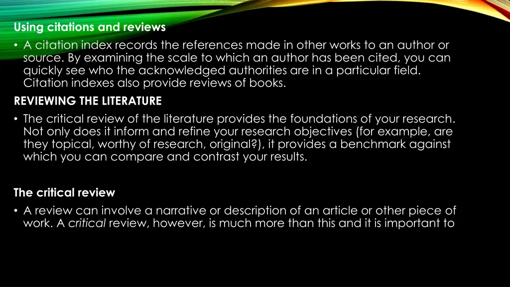 using citations and reviews a citation index
