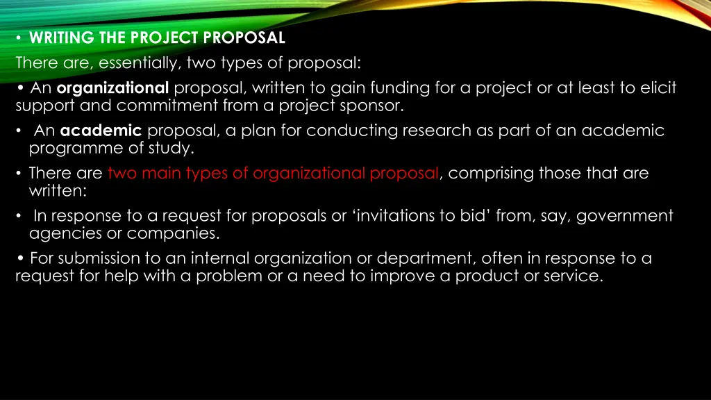 writing the project proposal there