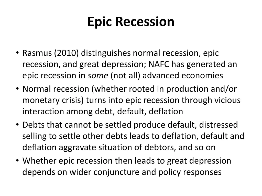 epic recession
