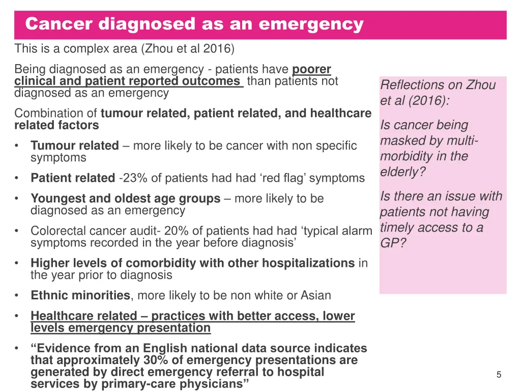 cancer diagnosed as an emergency this