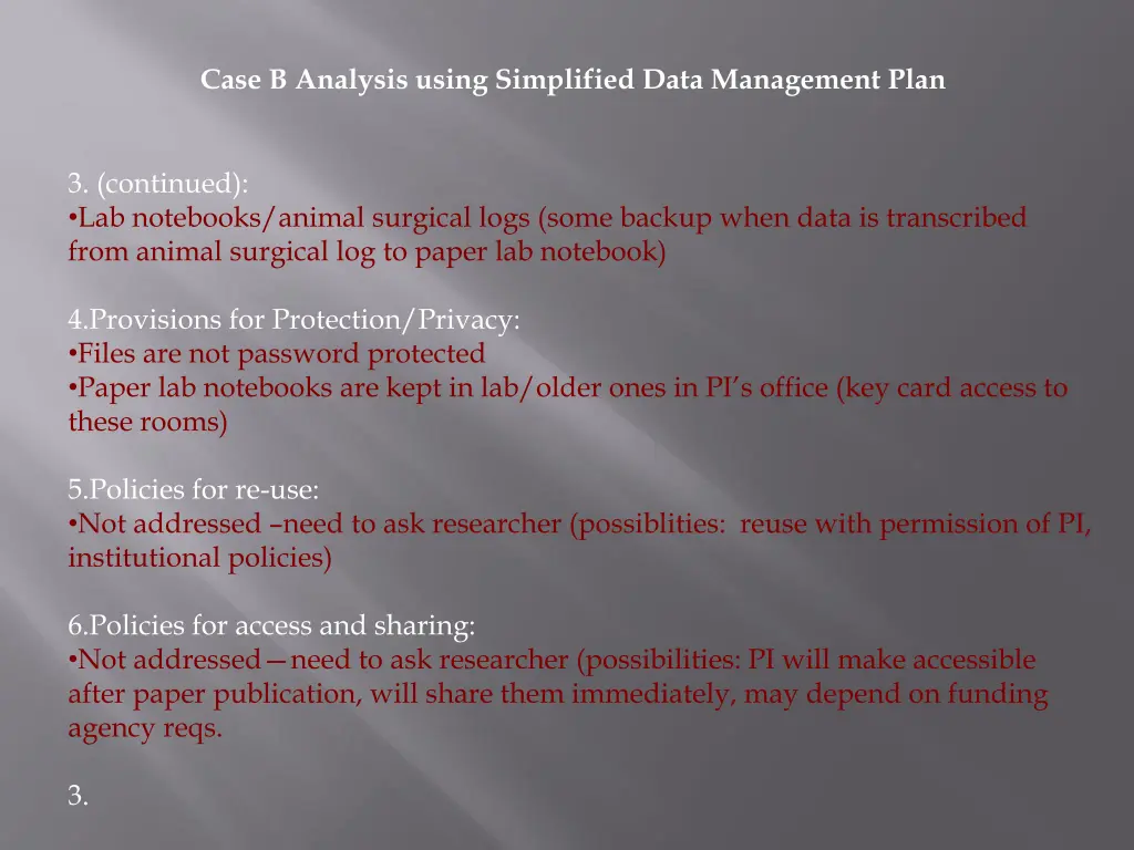 case b analysis using simplified data management 1