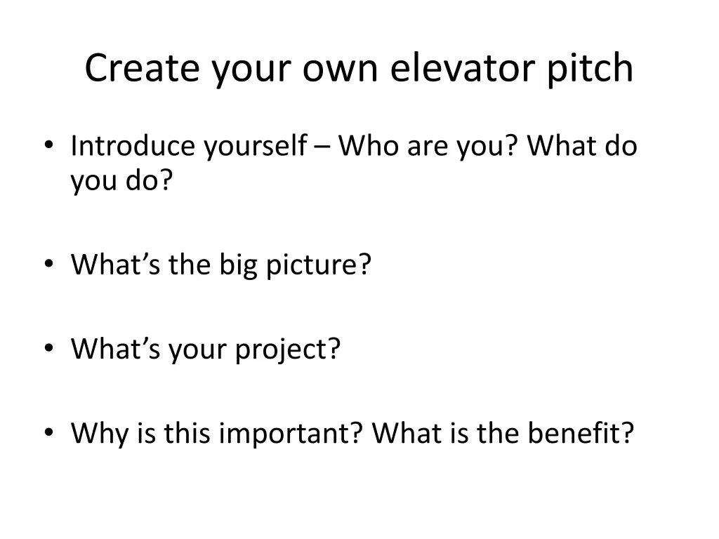create your own elevator pitch