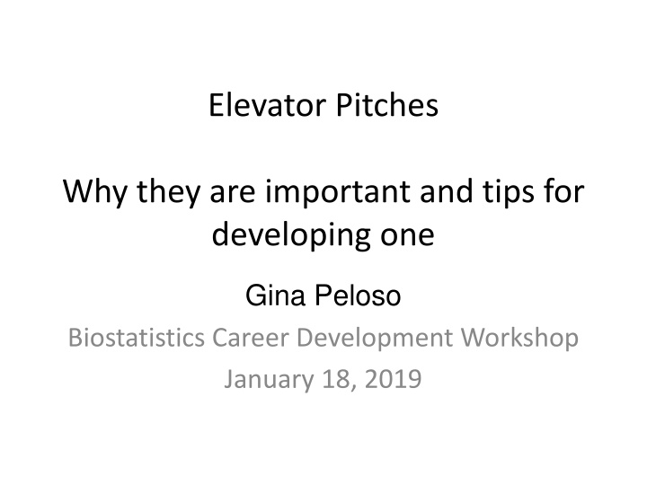 elevator pitches